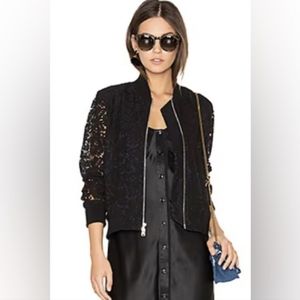 DVF Kennadie Lace Bomber Jacket 😍 $443 Midnight Blue & Black Zip Up